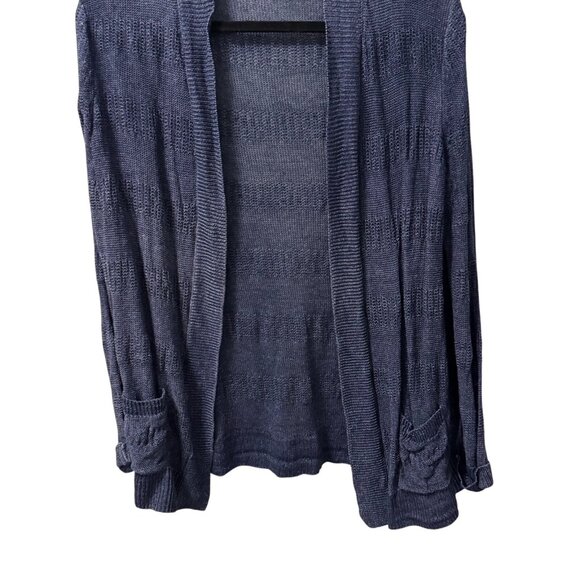 Talbots Petites Navy Open-Front Cardigan Sweater XLP 100% Linen Lightweight Knit - Picture 7 of 12